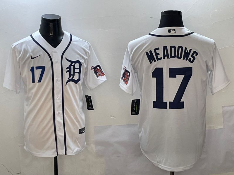 Men Detroit Tigers #17 Meadows White Game 2025 Nike MLB Jersey style 3112